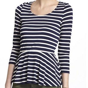 Anthropologie Bordeaux Draped Peplum Tee